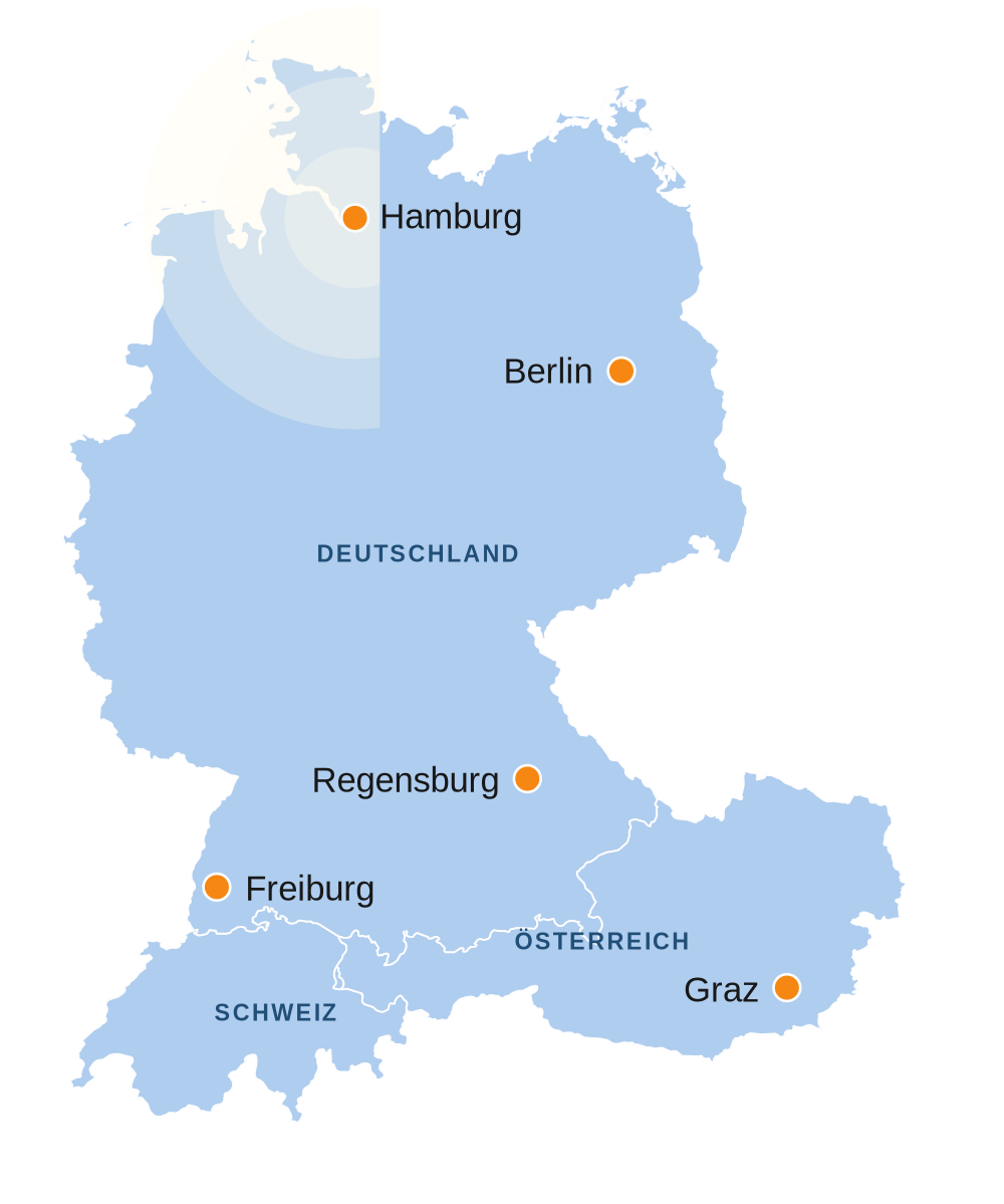 Karte der regionalen STEEP™-Standorte